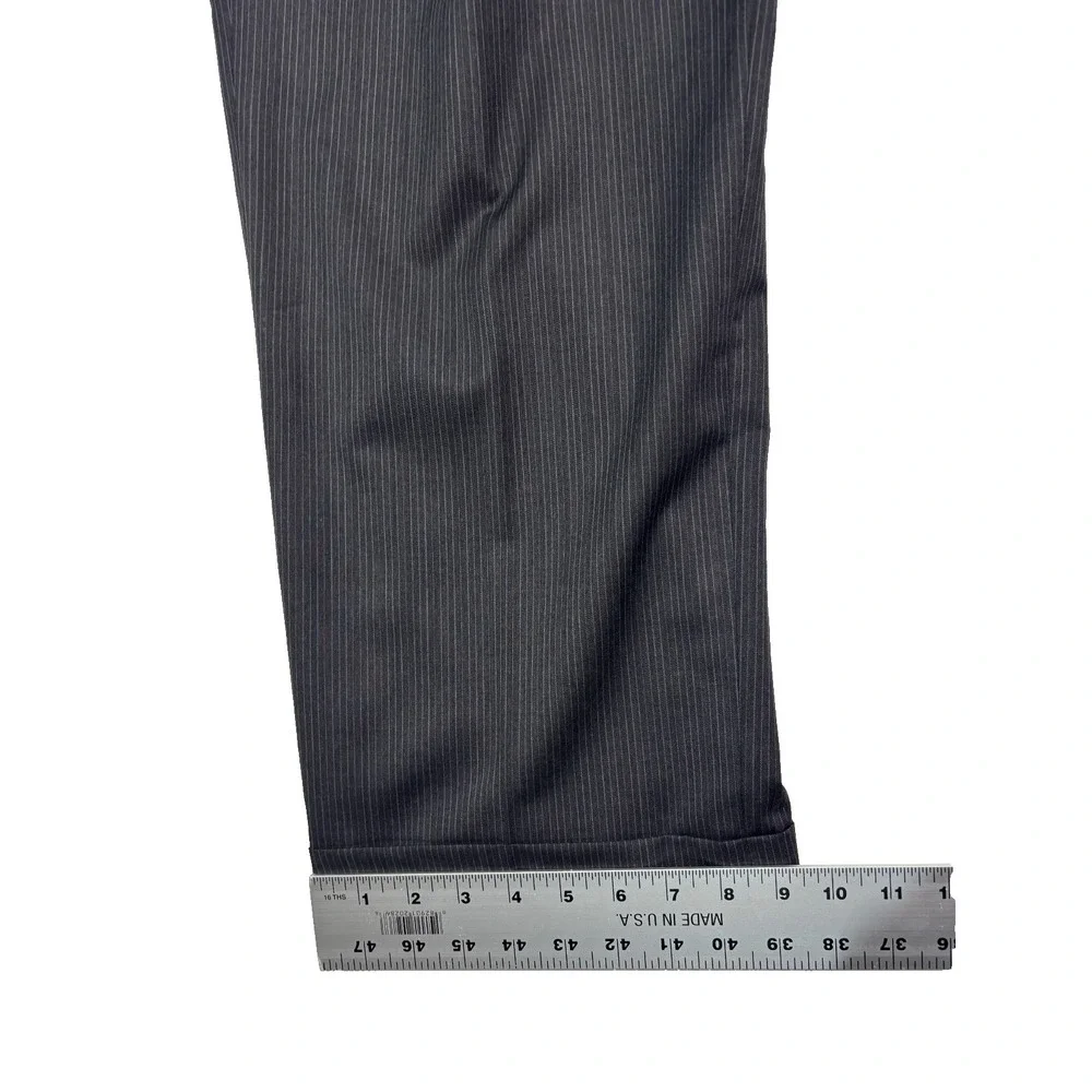 Jos A Bank 46R 40x32 Charcoal Pinstripe 2pc Pant Suit Signature Gold Pleated